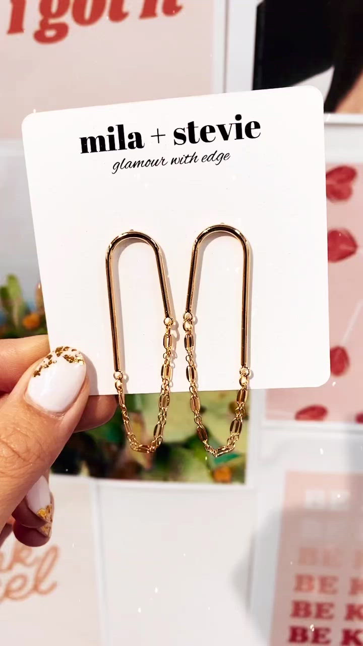 DYLAN modern arch with chain statement earrings