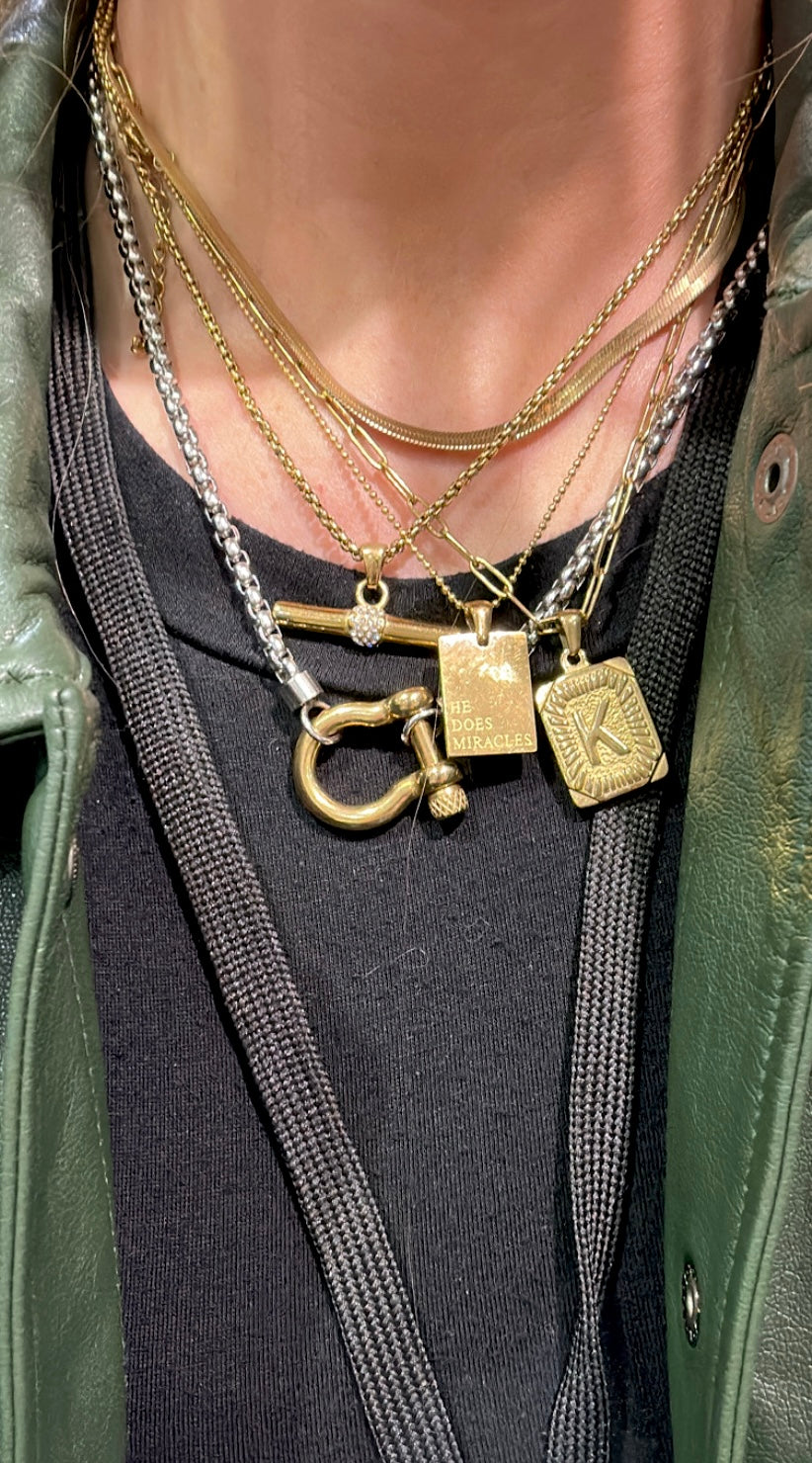 Horsebit Chain Necklace - Silver chain with gold clasp