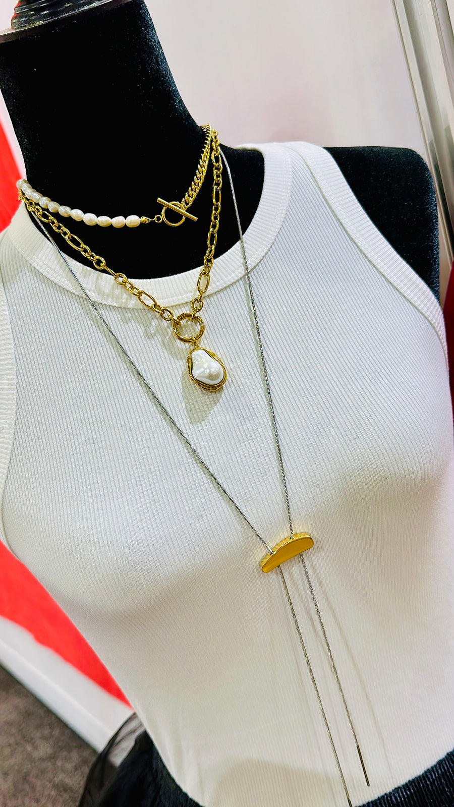 Mixed Metal Gold and Silver Bolo Necklace
