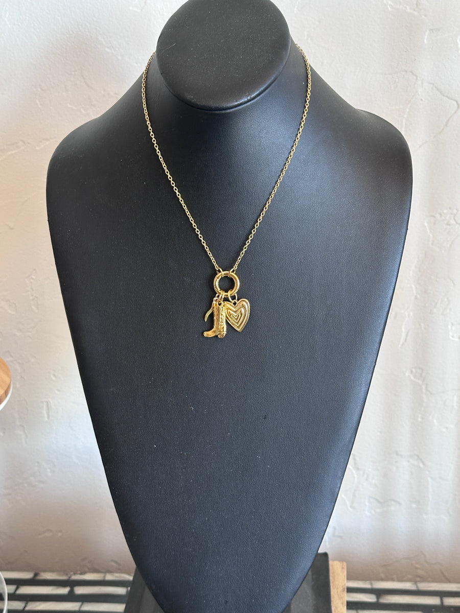Cowgirl Boot Dainty Charm Necklace