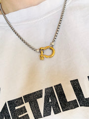 Mixed metal horse bit clasp necklace