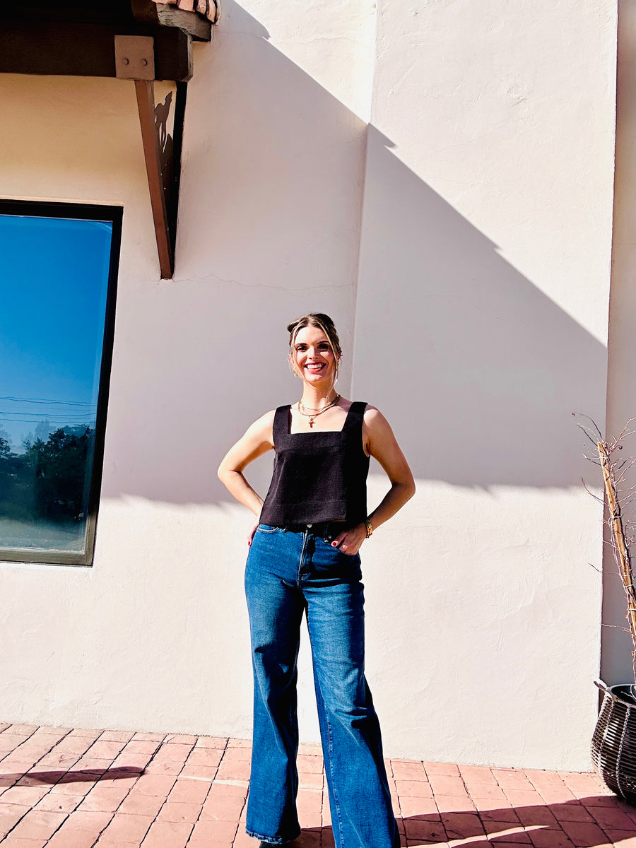 Black Swing Square Neck Tank