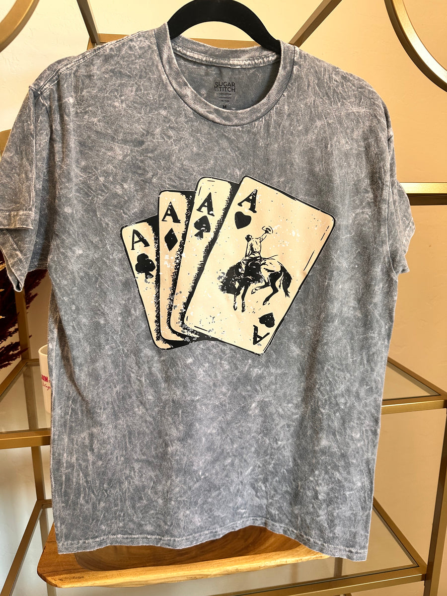 Cowboy Playing Cards grey graphic t-shirt