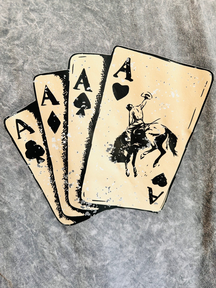 Cowboy Playing Cards grey graphic t-shirt