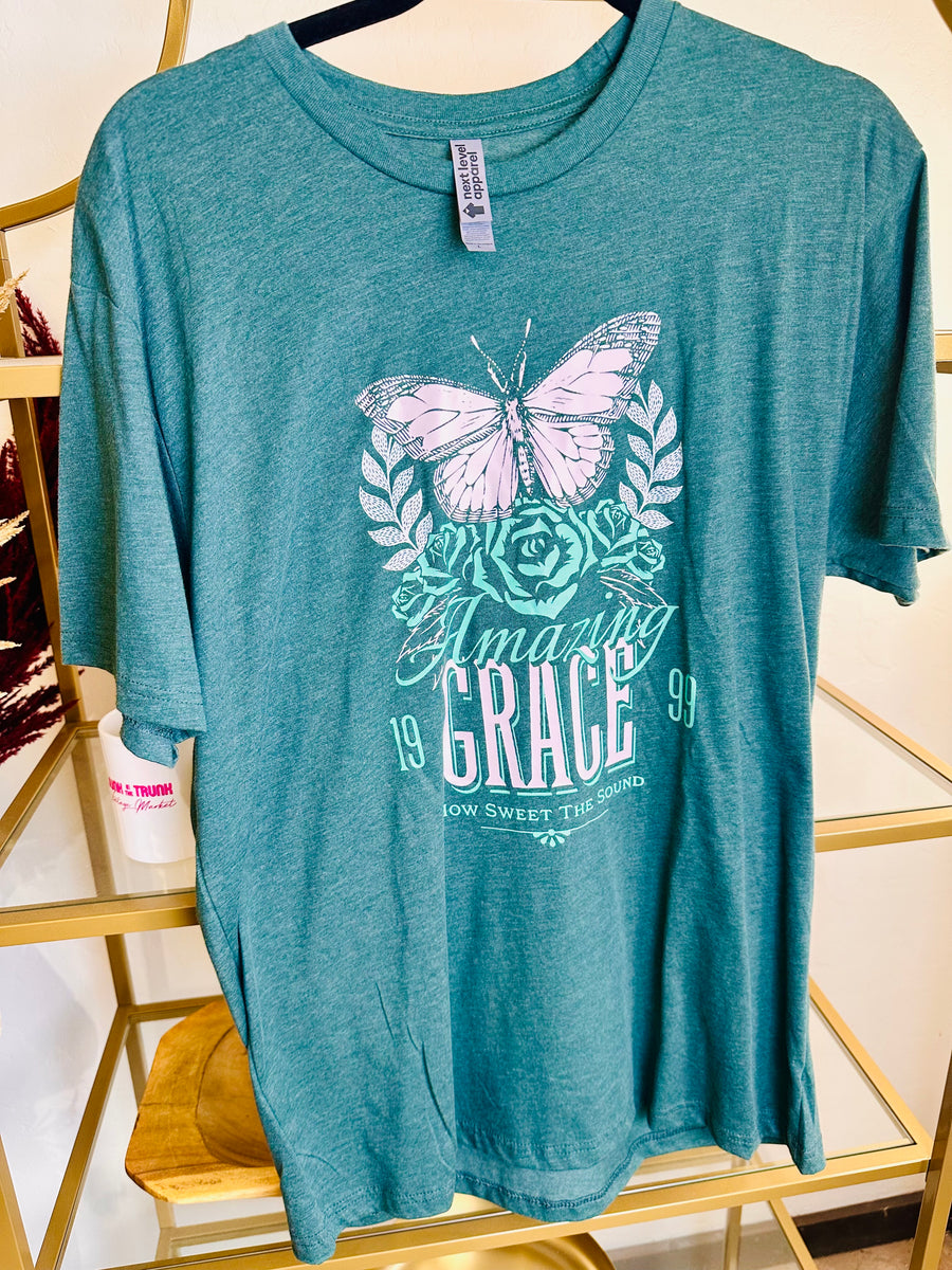Amazing Grace butterfly graphic t-shirt
