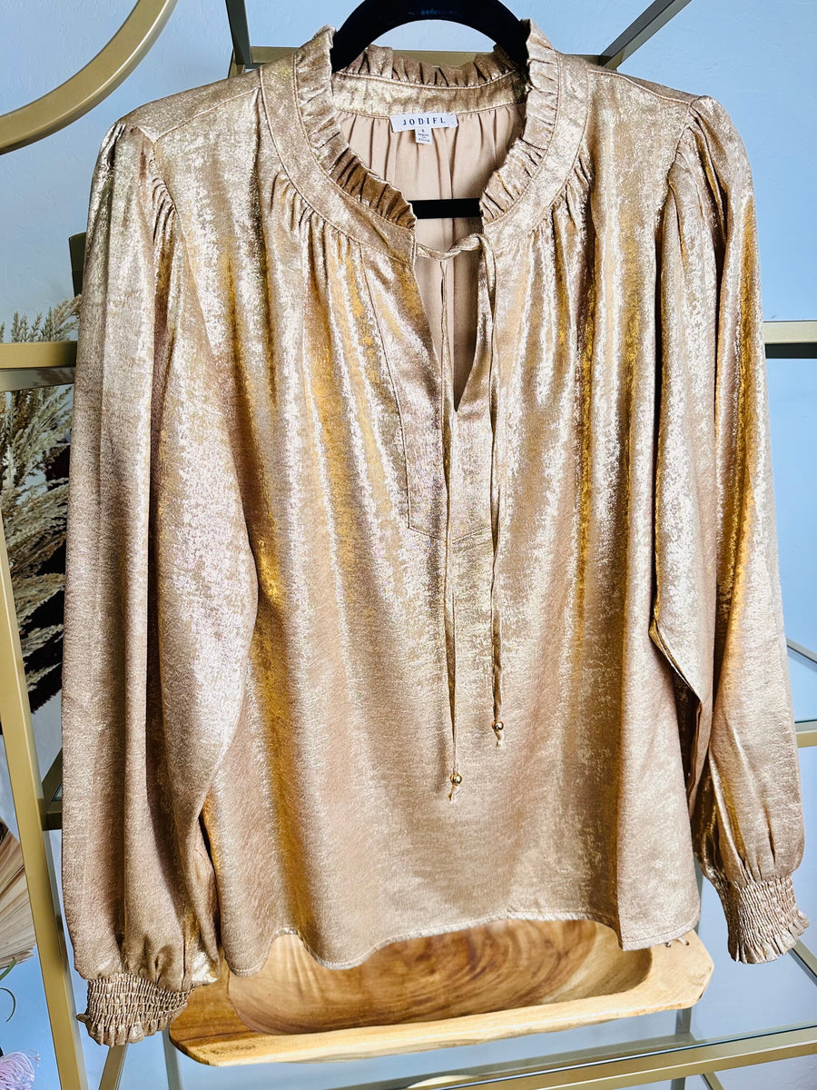 Longsleeve Peasant Blouse - Gold