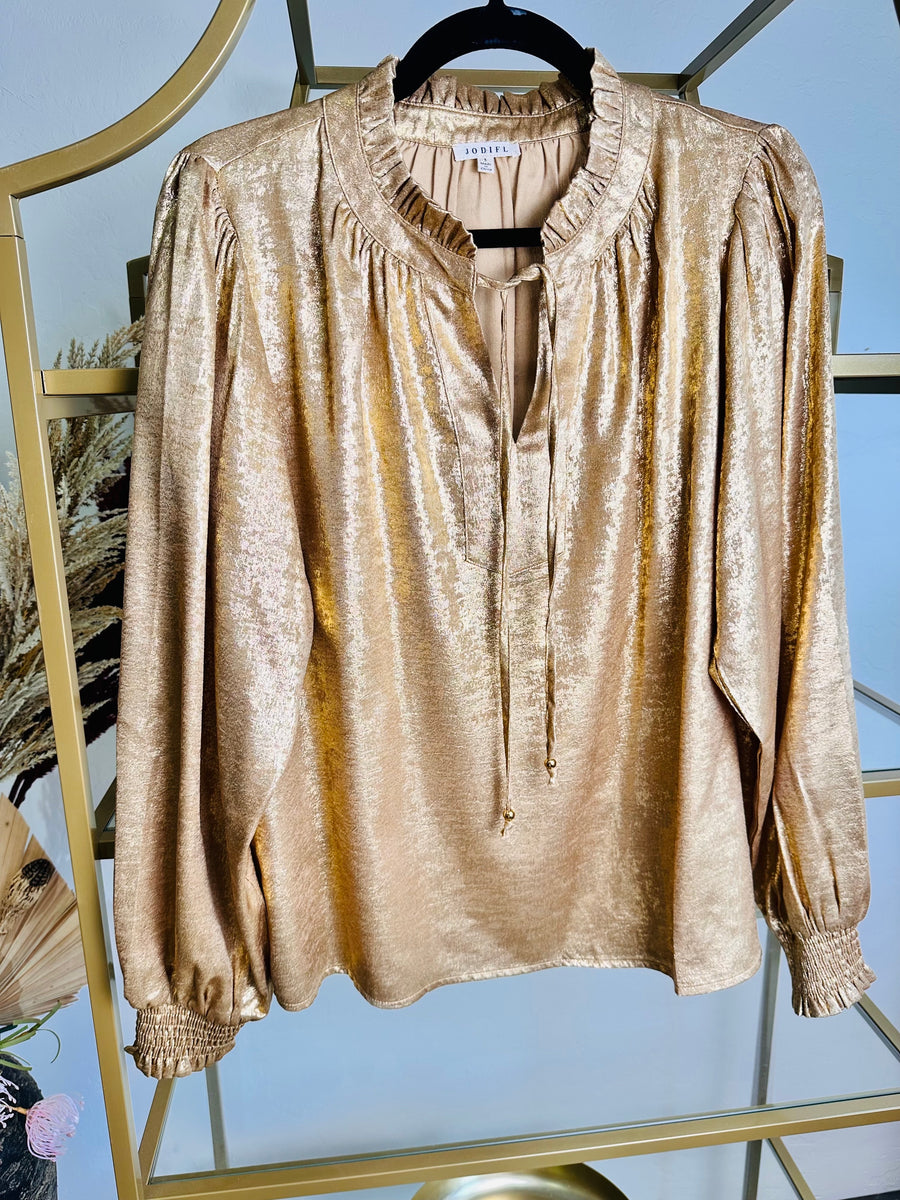 Longsleeve Peasant Blouse - Gold
