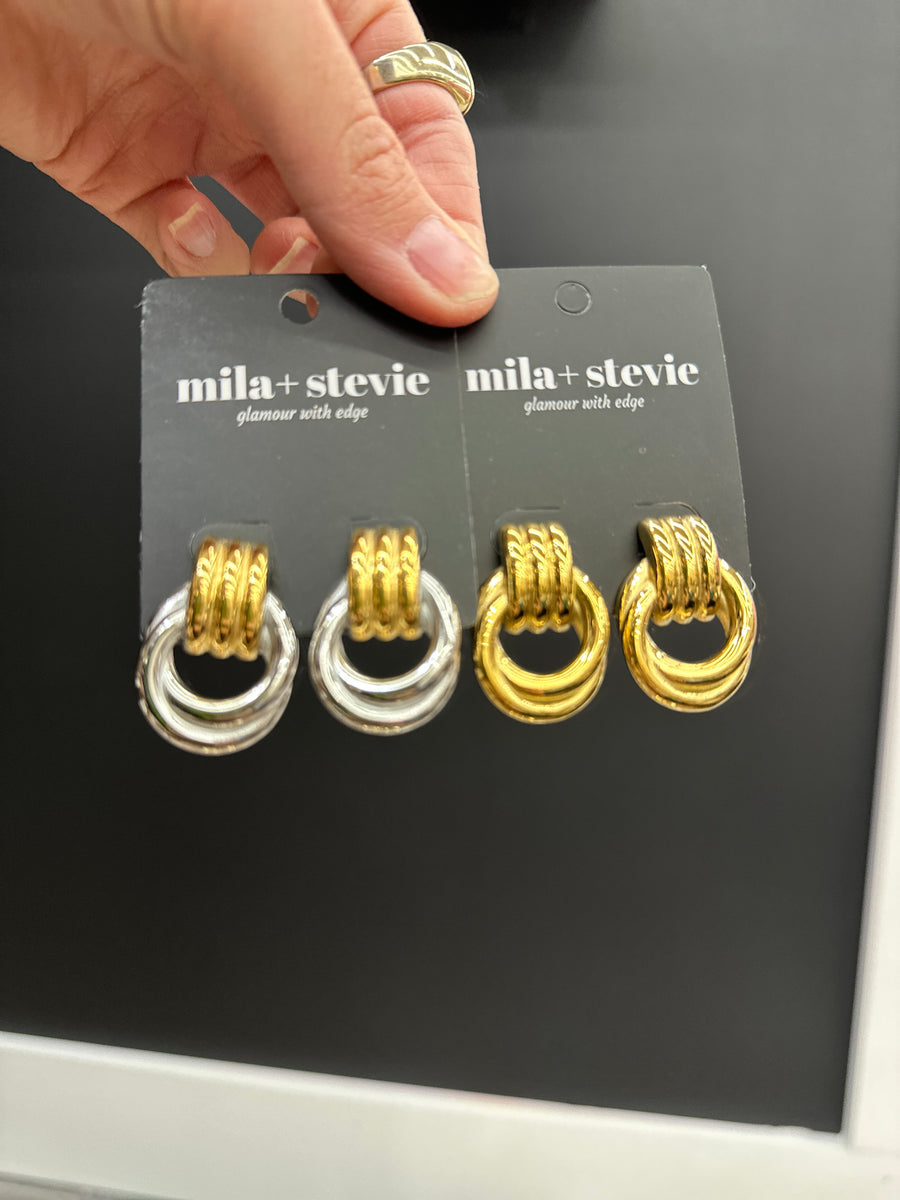 Mixed Metal Gold and Silver Knot Earrings