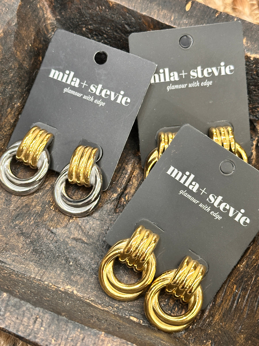Mixed Metal Gold and Silver Knot Earrings