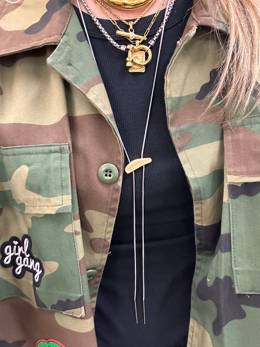Mixed Metal Gold and Silver Bolo Necklace