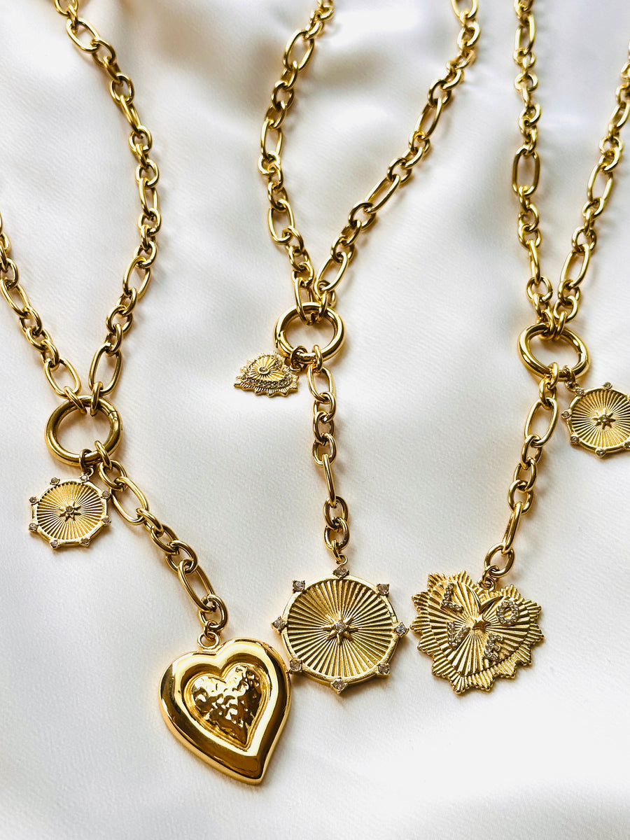 Chunky Chain Necklace with LOVE Heart Pendant