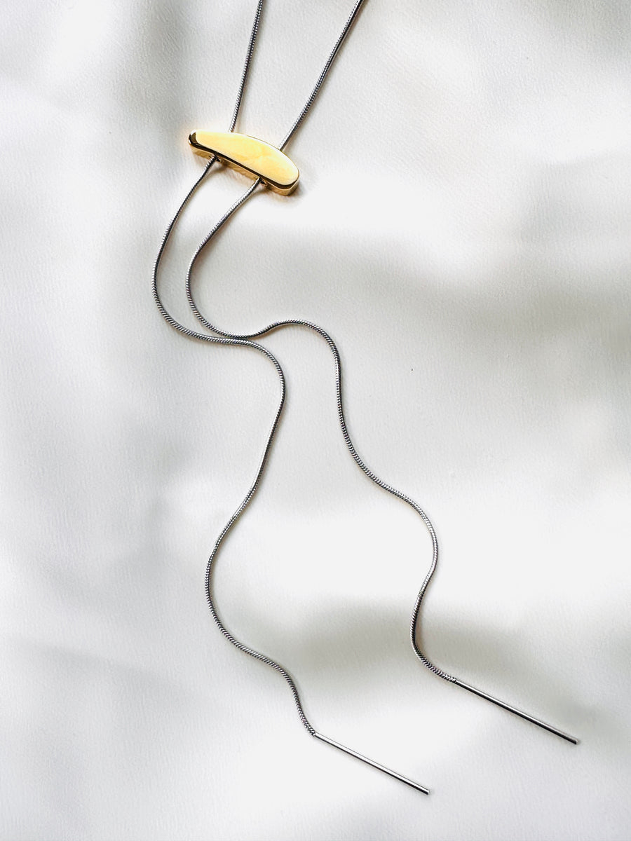 Mixed Metal Gold and Silver Bolo Necklace