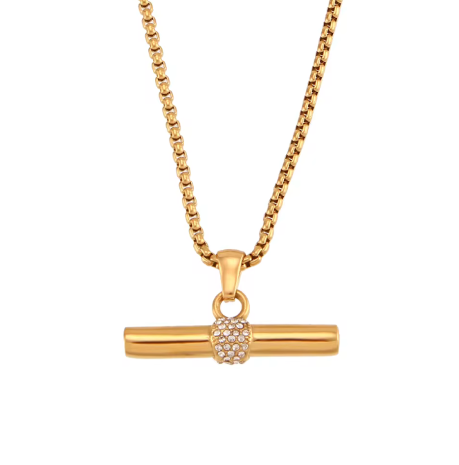 CHELSEA Gold and Crystal Bar Necklace