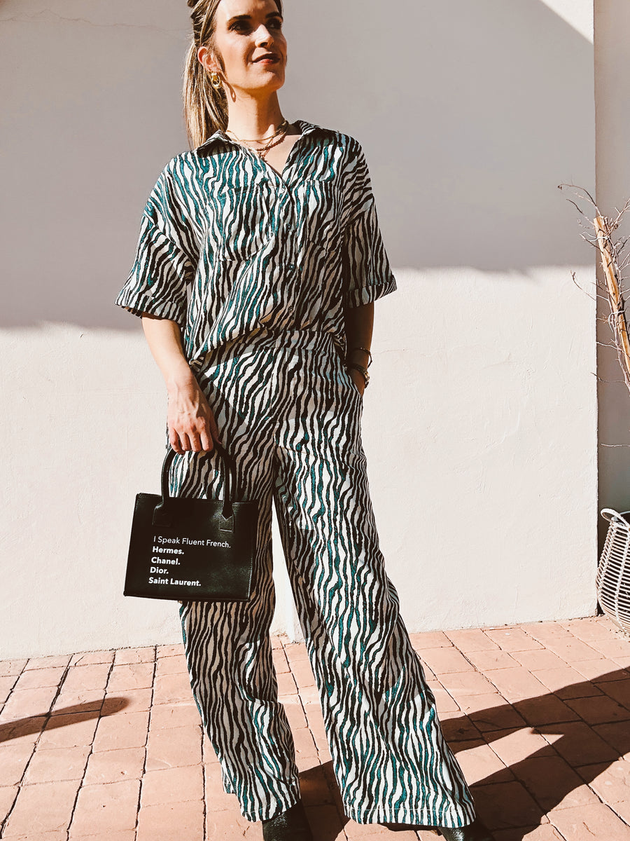 Teal Zebra Print Pants