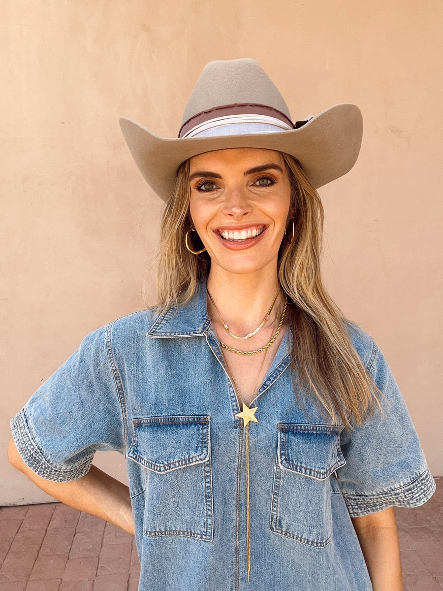 Collared Short Sleeve Denim Dress