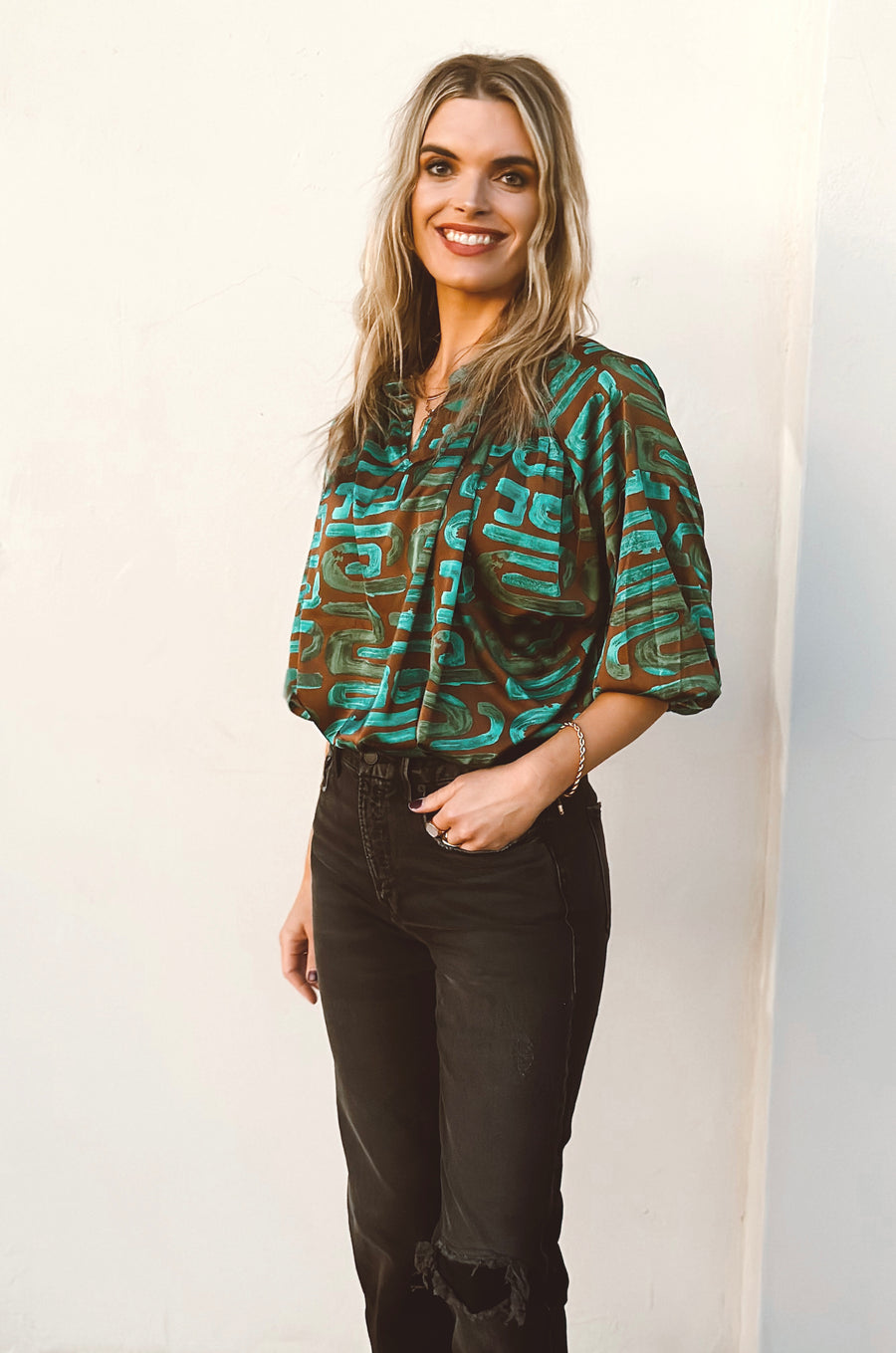 Abstract Green Blouse