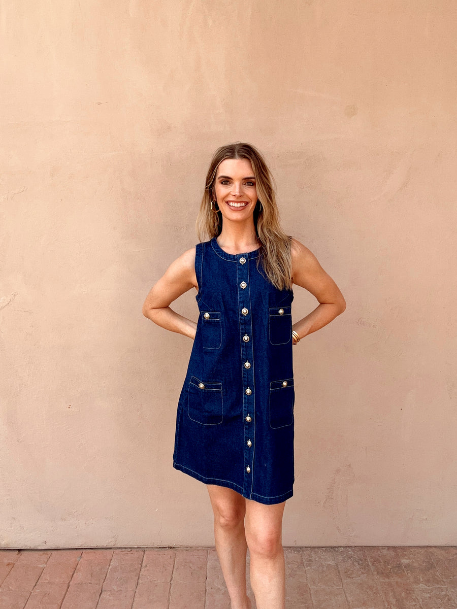 Denim Sleeveless Mod Dress