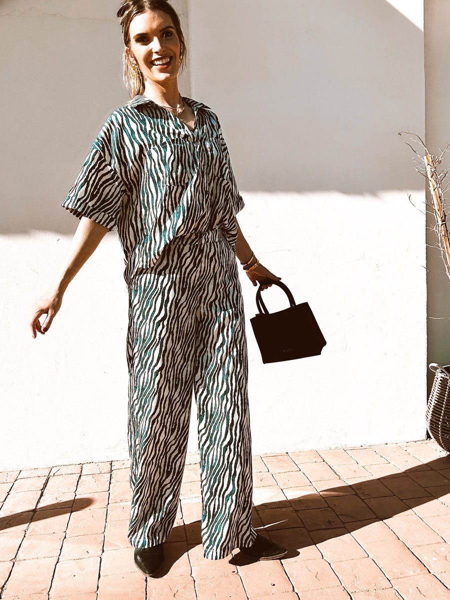 Teal Zebra Print Pants