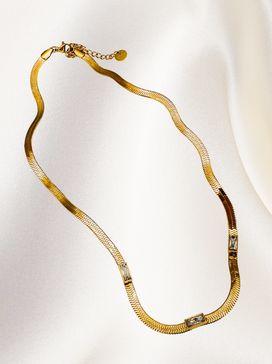 Gemstone Herringbone Necklace