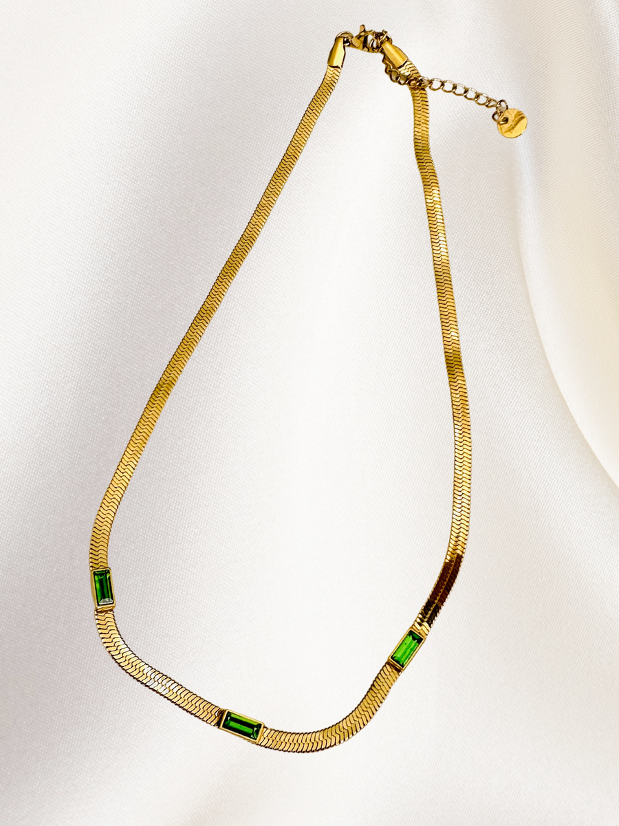 Gemstone Herringbone Necklace
