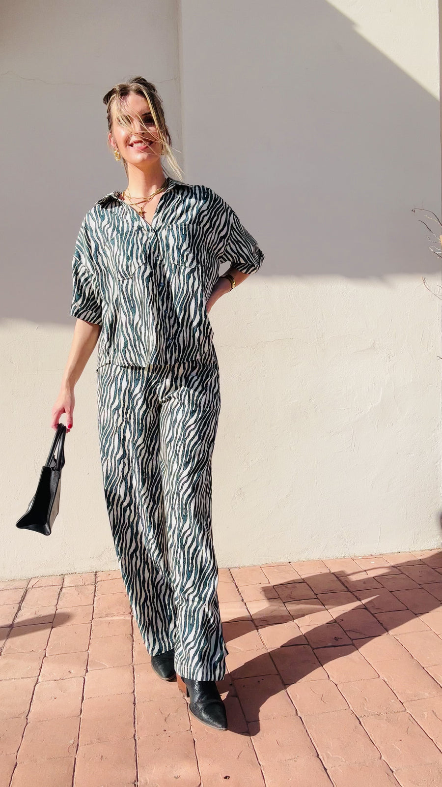 Teal Zebra Print Pants