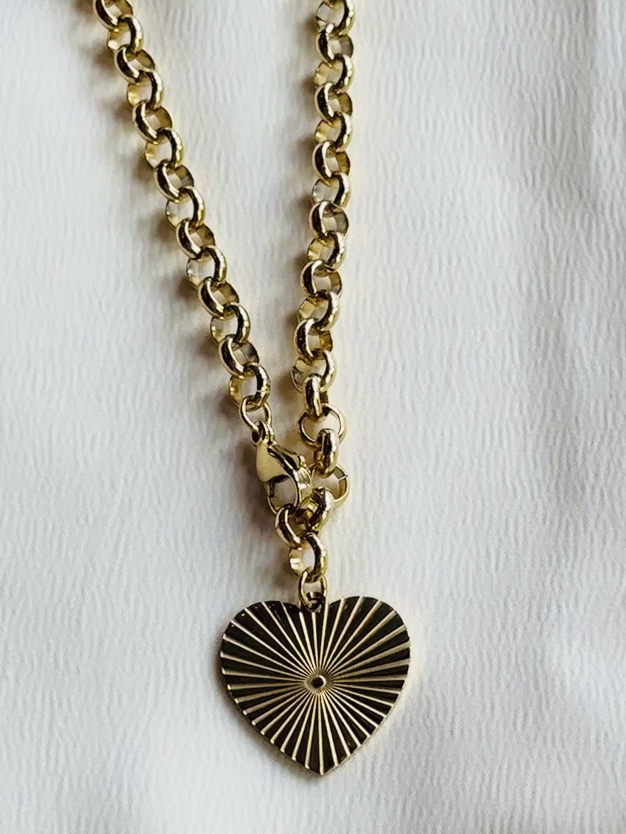 Heart Pendant on Rollo Chain Necklace