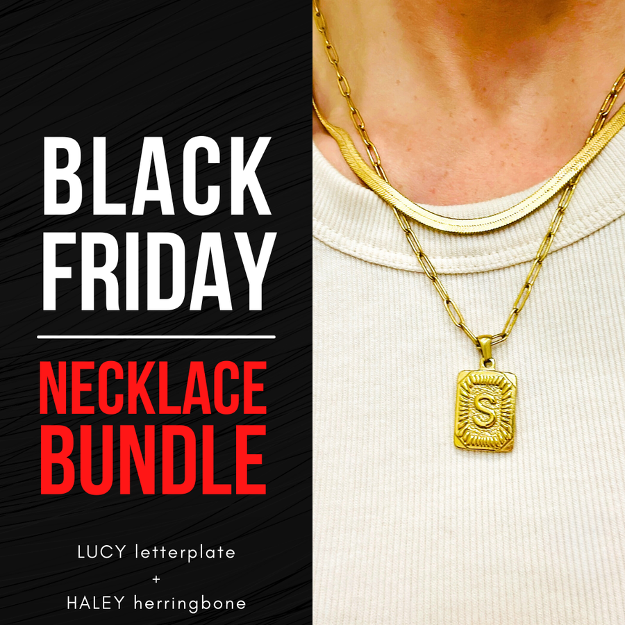 BLACK FRIDAY BUNDLE ~ Letter Necklace with Layering Chain Necklace