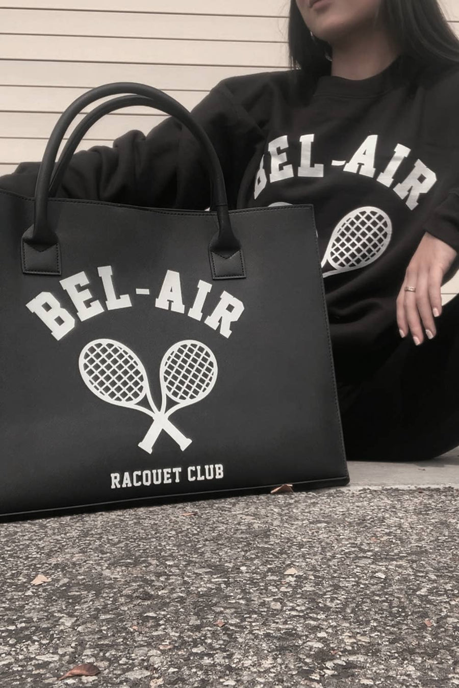 Bel - Air Racquet Club ~ LARGE Tote ~ Black